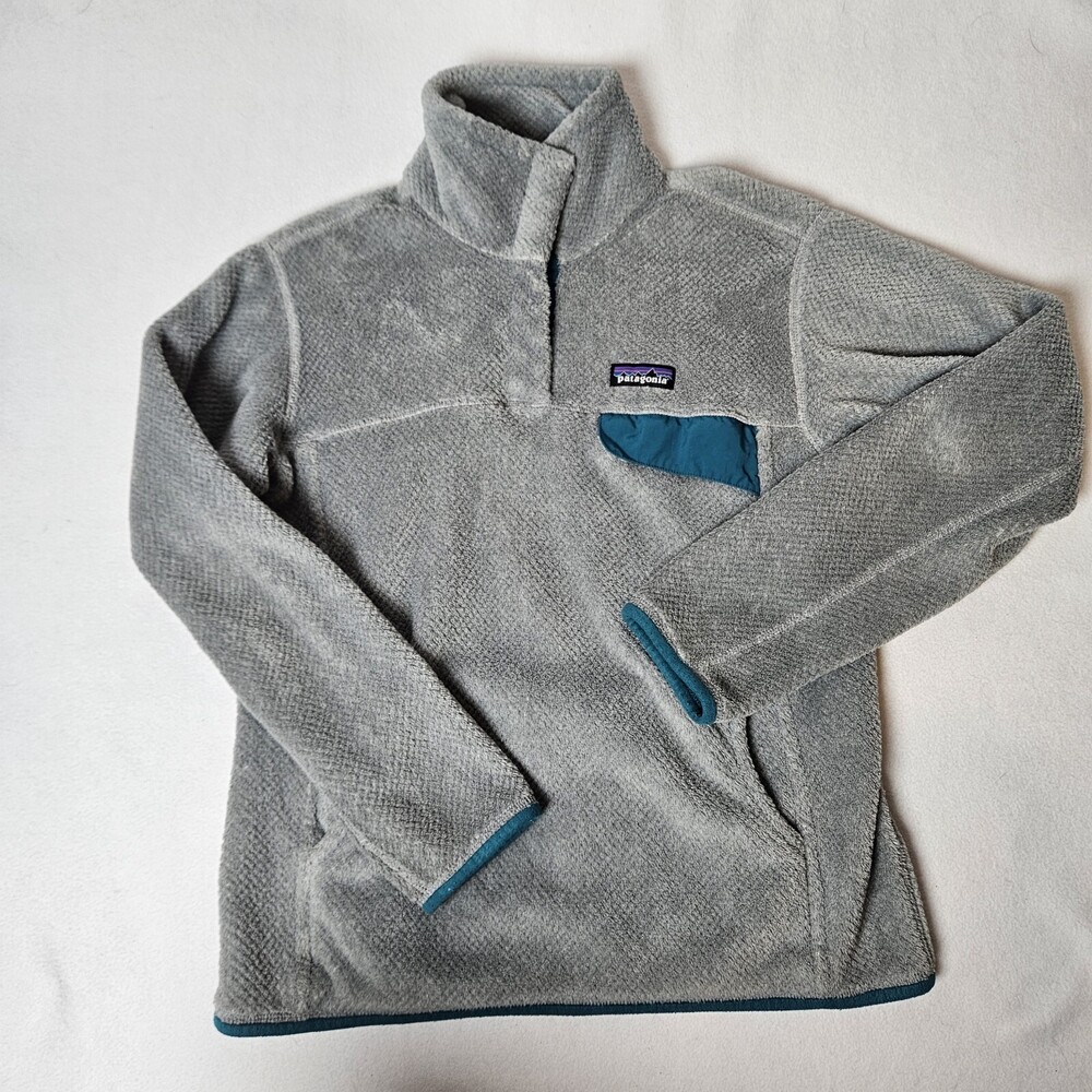 Patagonia Re-Tool Snap-T Pullover Mock Neck Sweater Jacket Gray Teal Size Medium